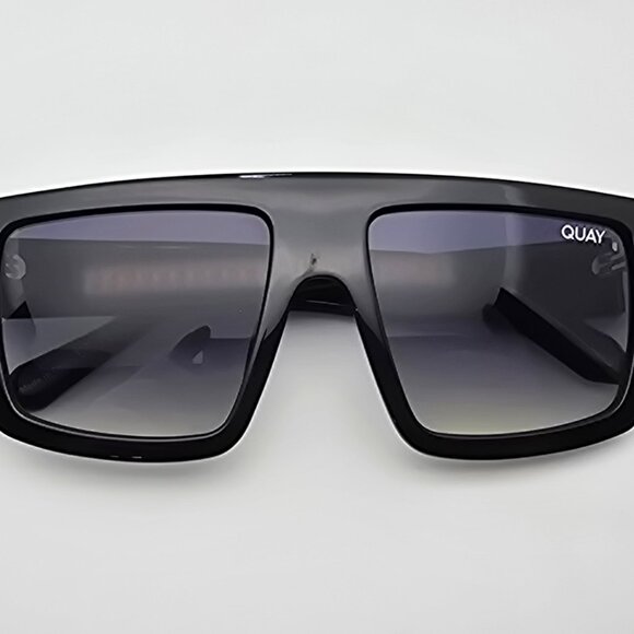 Quay Australia Get In Line Black Frame Green Smoke Gradient Lens Sunglasses 57mm